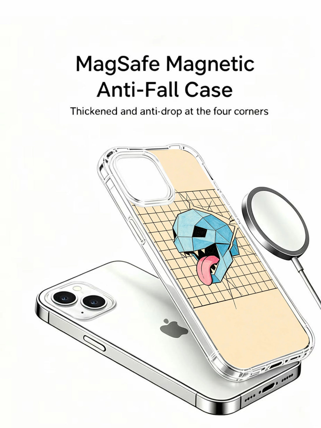 Artistic iPhone 15 Plus Case with rule breaking grid and rebel visual style