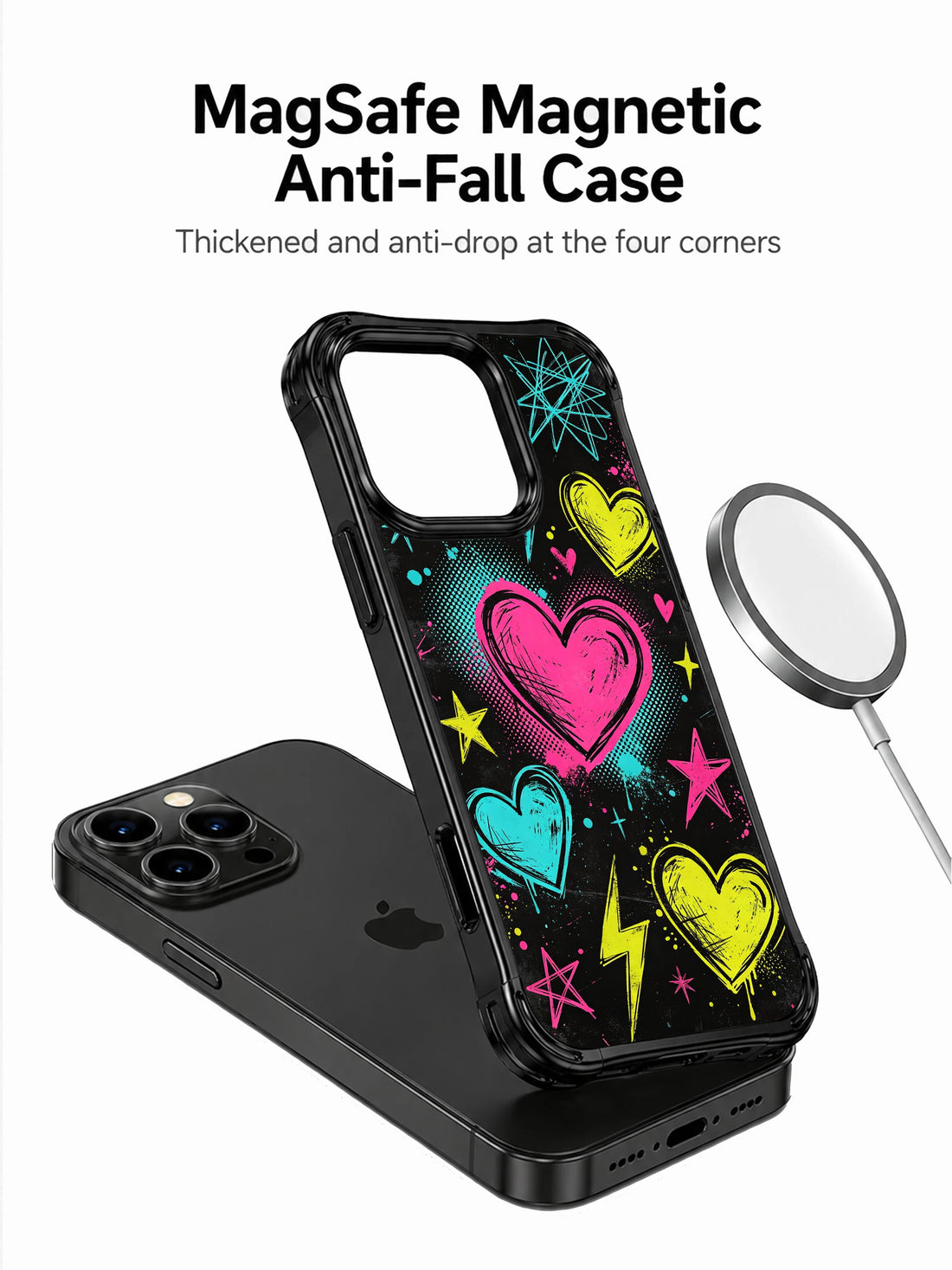 Neon Graffiti iPhone 13 Pro Max Case with Heart Art