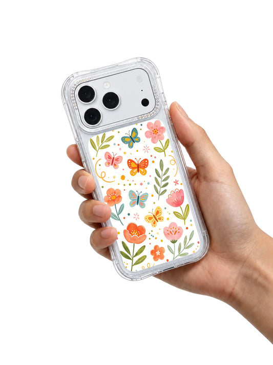 Hourglass floral iPhone 17 Pro Case with watercolor garden art