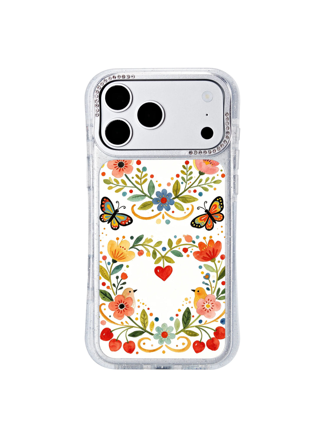 Joyful iPhone 17 Pro Case With Soft Botanical Hearts by PhoneCasing