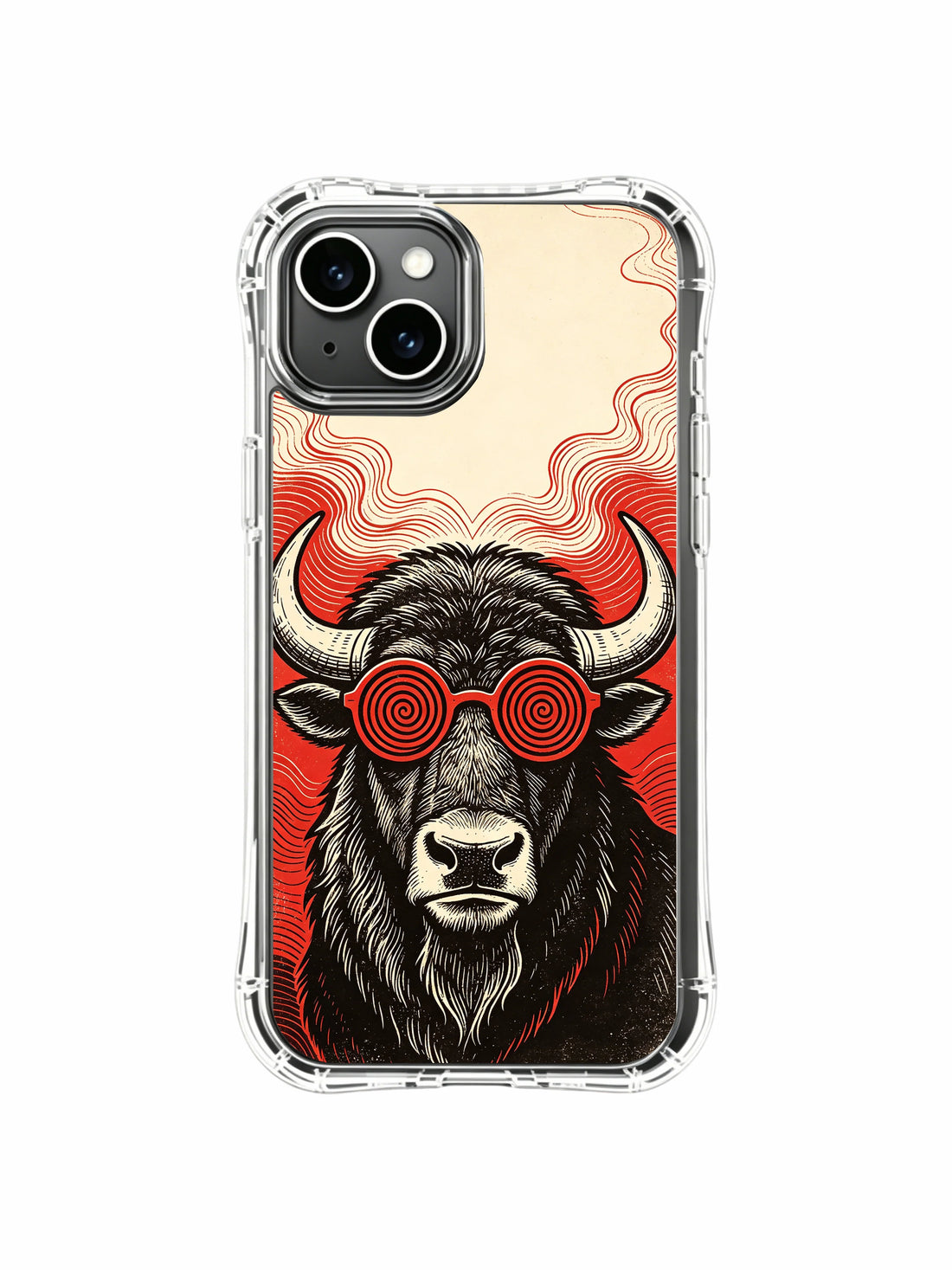 Confidence iPhone 13 Case with hypnotic spiral glass bison art