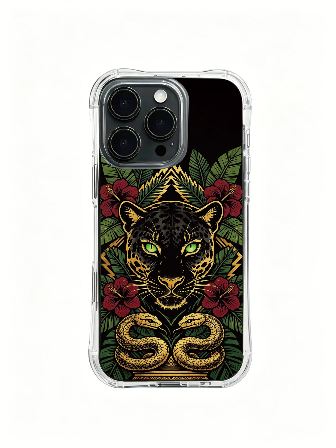 Midnight rainforest iPhone 14 Plus Case with jaguar gothic artwork
