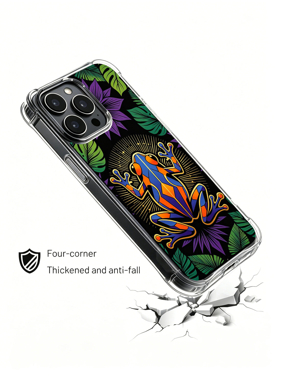 Colorful Frog iPhone 14 Plus Case with Retro Pop Art