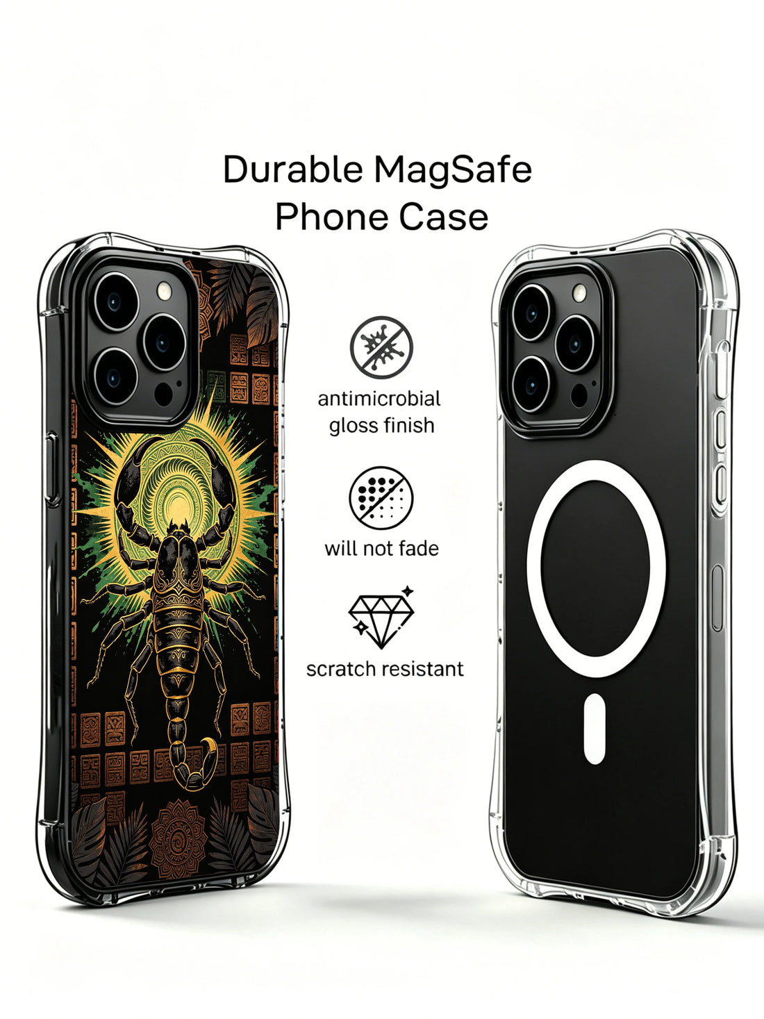 Aesthetic iPhone 14 Plus Case with Obsidian Scorpio Art