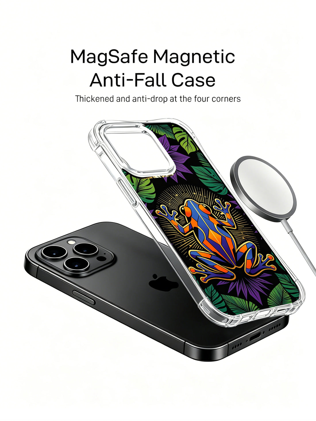 Aesthetic iPhone 14 Plus Case with Poison Dart Frog Art