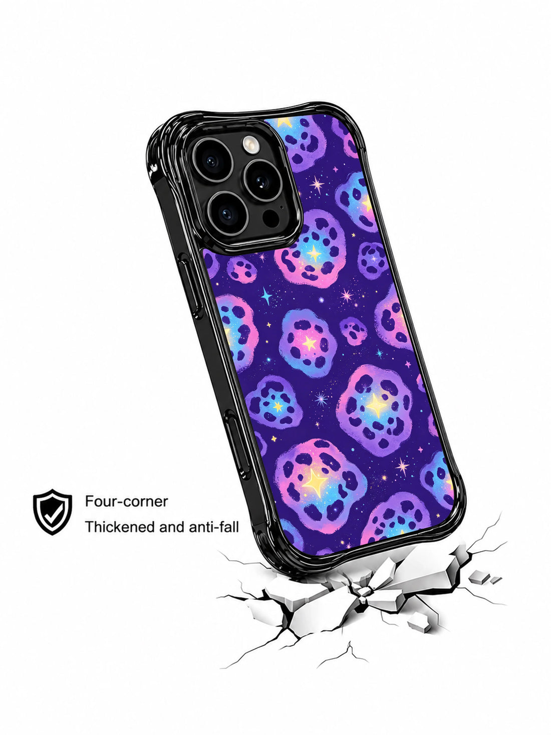 Artistic iPhone 14 Pro Case With Pink Blue Nebula Spots by PhoneCasing