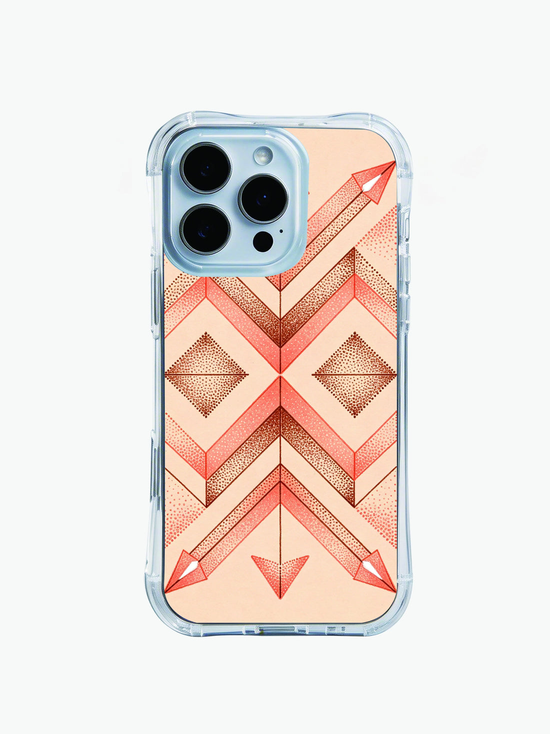 Focus iPhone 14 Pro Max Case with boho geometry, arrow art, and warm earthy palette