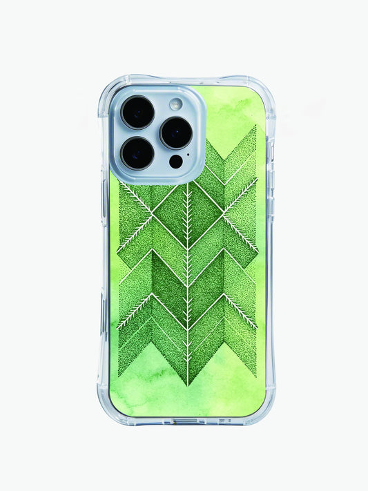 Green Watercolor iPhone 14 Pro Max Case With Tribal Arrows by PhoneCasing