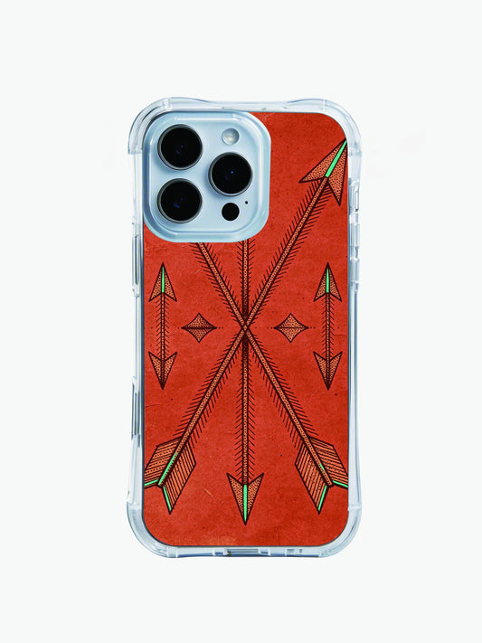 Western iPhone 14 Pro Max Case with red arrow mandala artwork