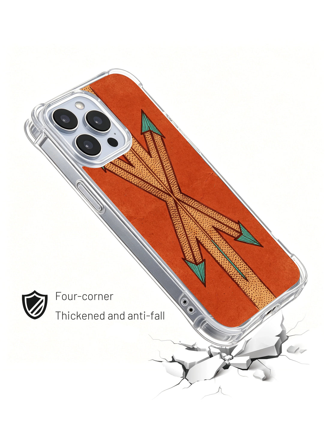 Boho iPhone 14 Pro Max Case with terracotta geometric arrow pattern
