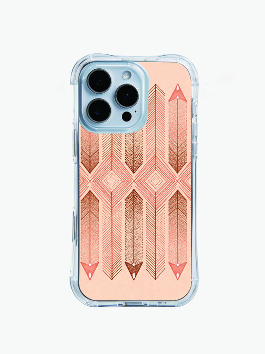 Terracotta iPhone 14 Pro Max Case with arrow pattern and warm boho geometric style