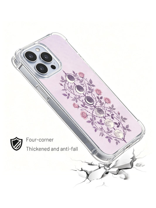Moon iPhone 15 Case With Sacred Geometry Roses by PhoneCasing