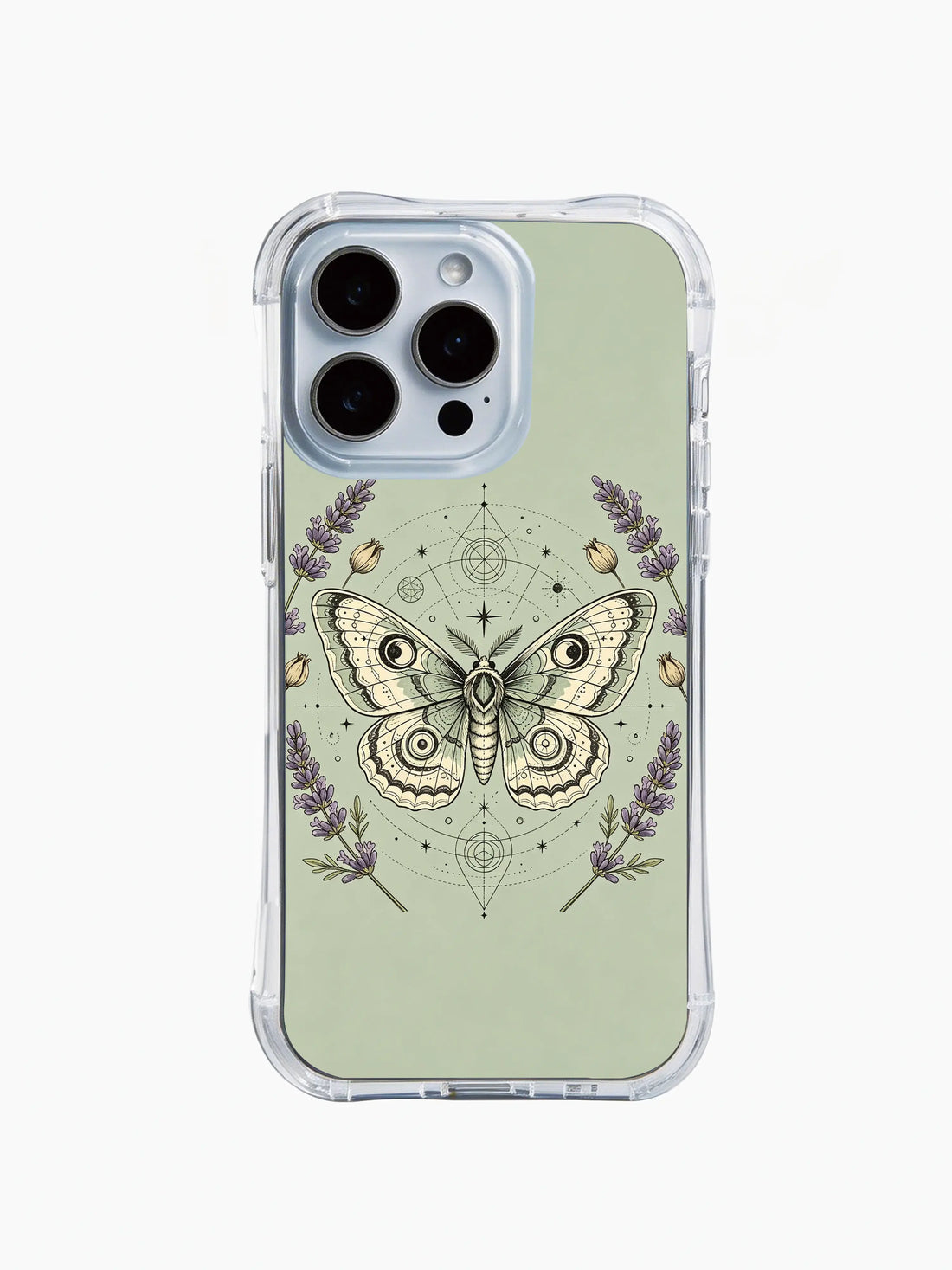 Celestial iPhone 15 Case with transformation luna moth art