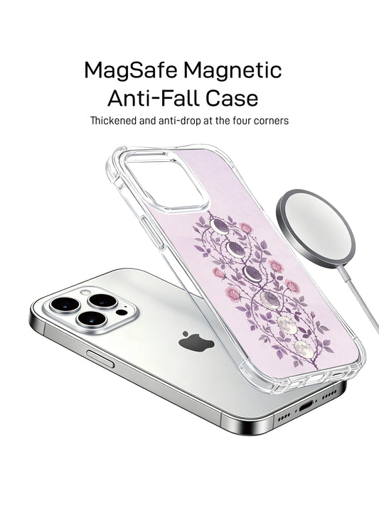 Artistic iPhone 15 Case With Moon Cycle Florals by PhoneCasing