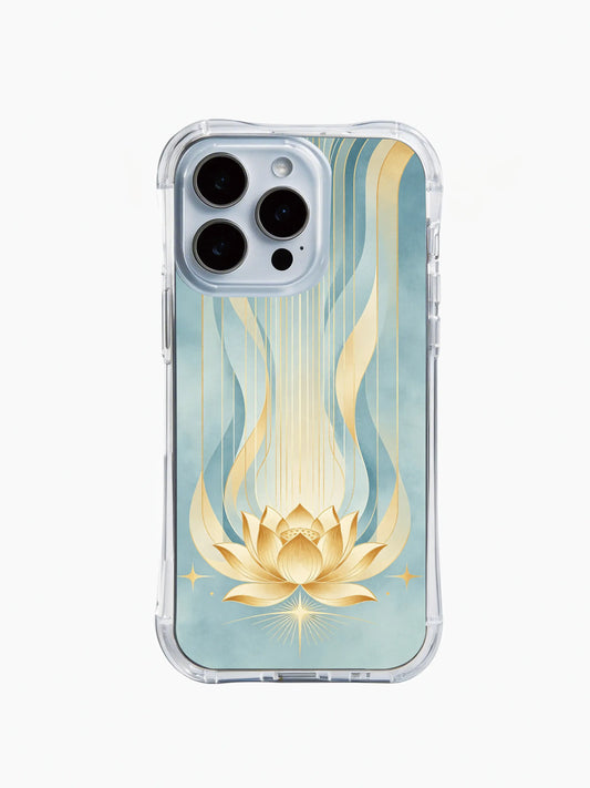 Sacred geometry iPhone 15 Case with flowing lotus design