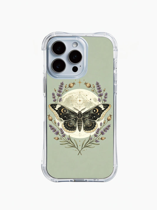 Aesthetic iPhone 15 Case with modern luna moth geometry design