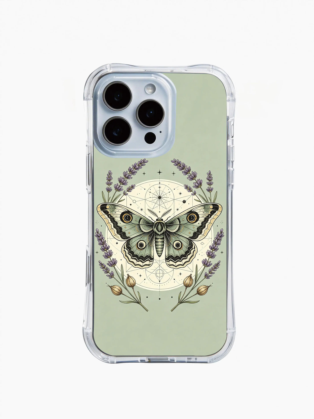 Luna moth iPhone 15 Case with sacred geometry artwork