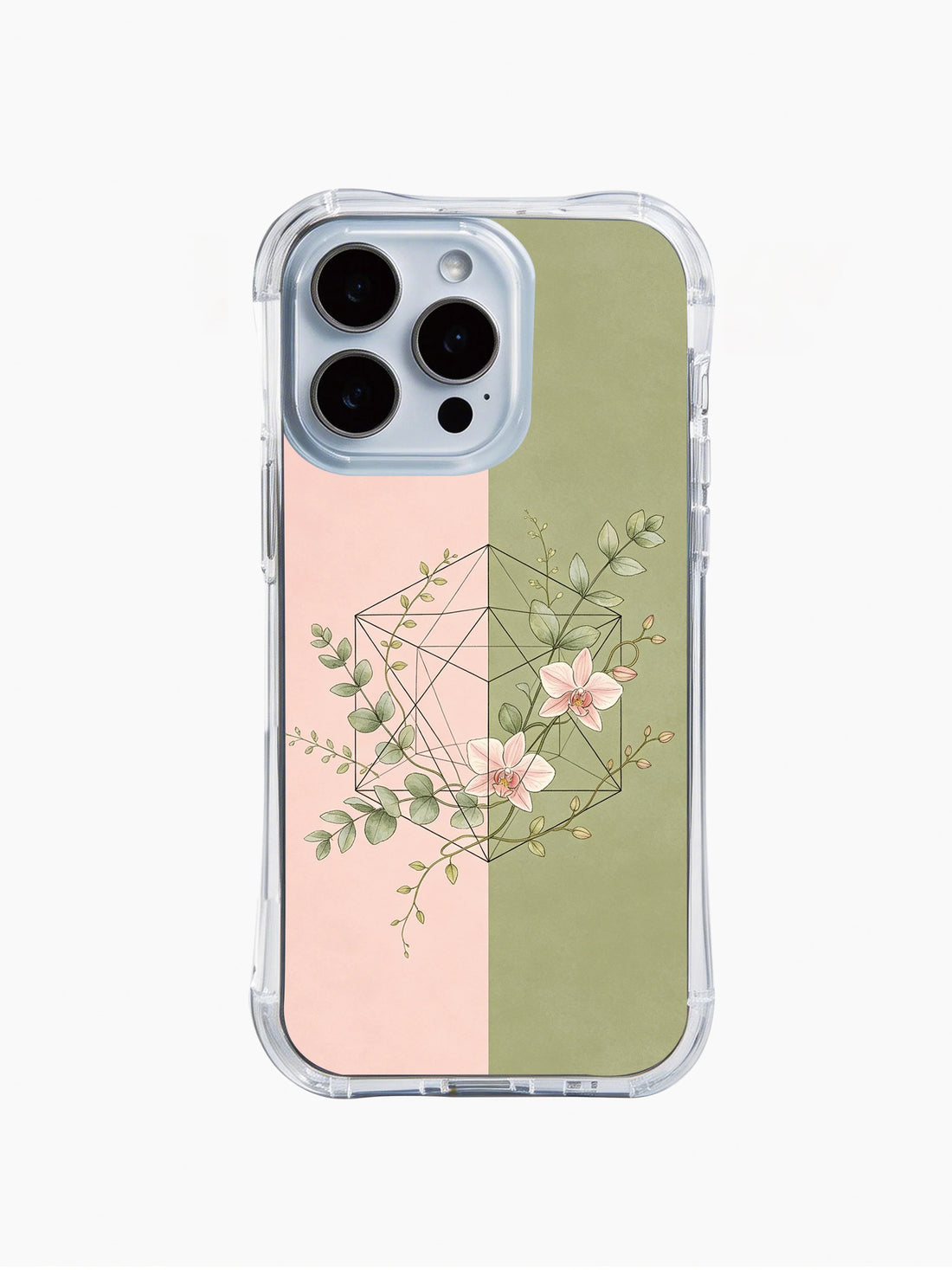 Botanical iPhone 15 Case With Sacred Geometry Cube by PhoneCasing