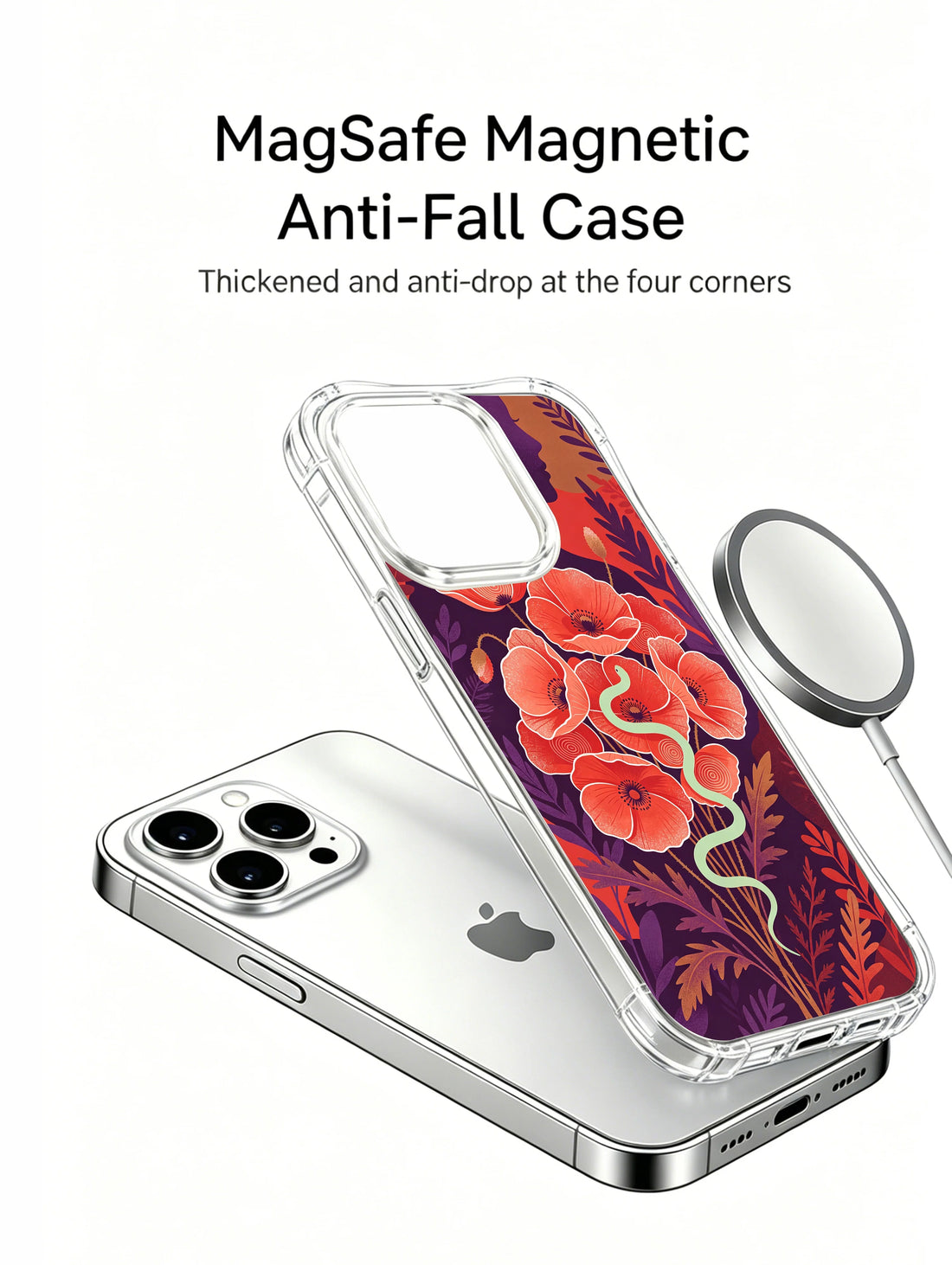 Poppy snake iPhone 15 Pro Case with healing artwork