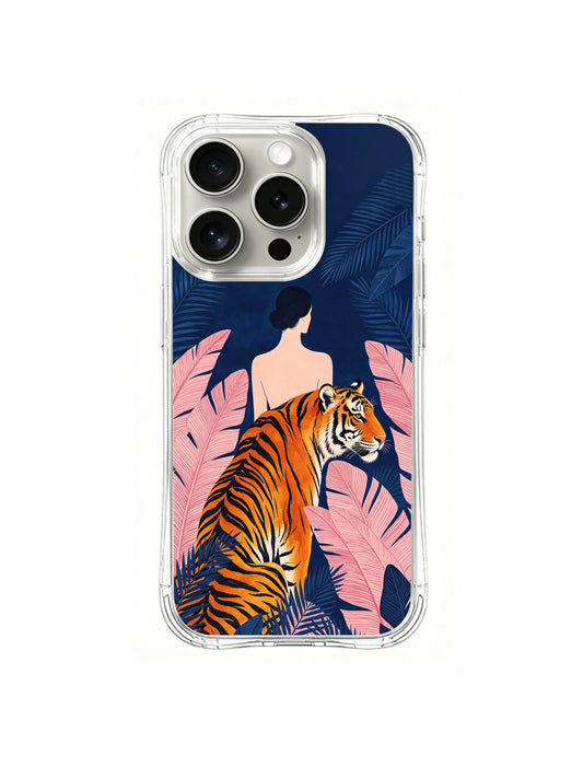 Unique iPhone 15 Pro Case gift with dramatic blue orange tiger art