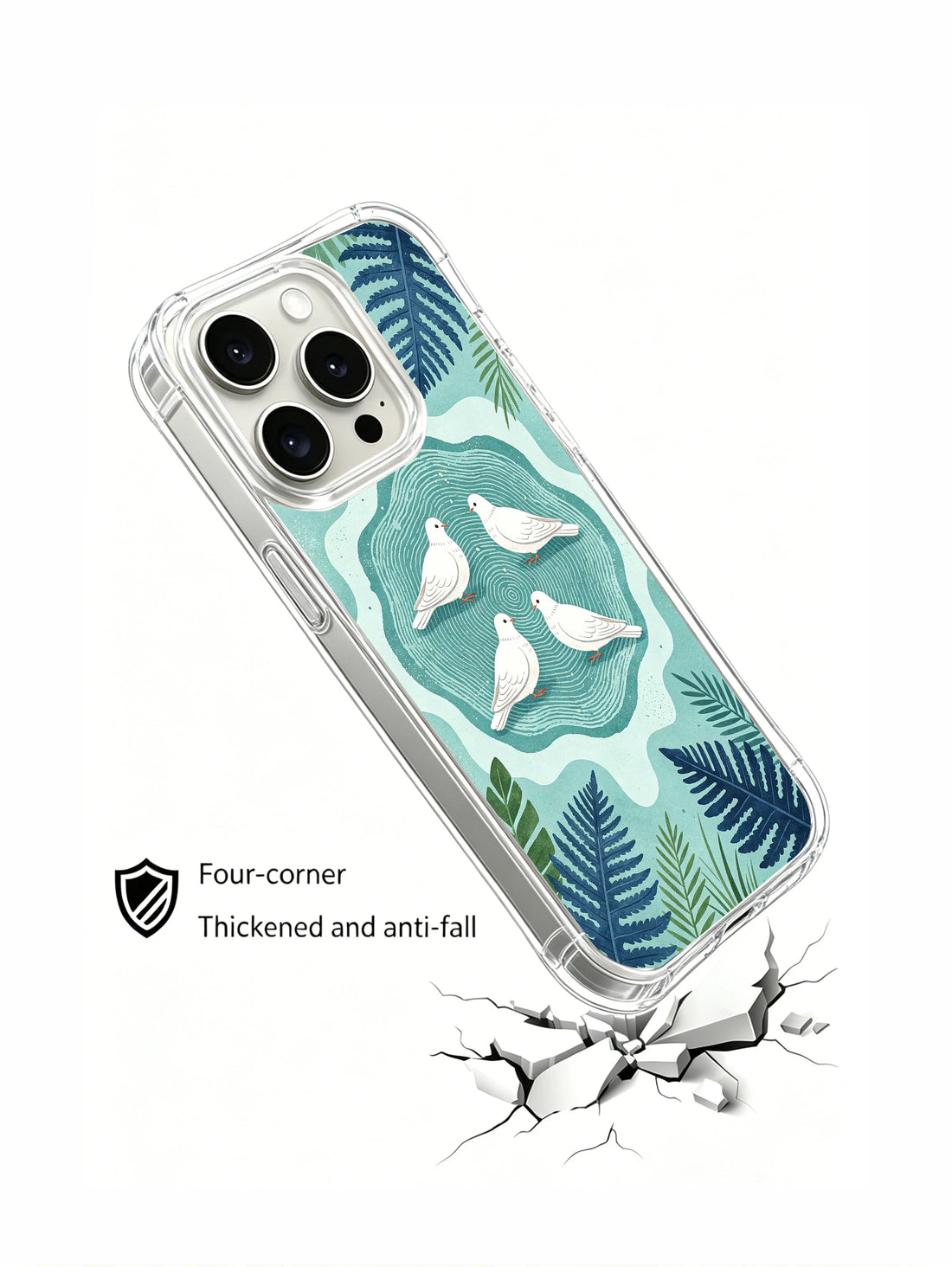 Green foliage doves artistic iPhone 15 Pro Case by PhoneCasing