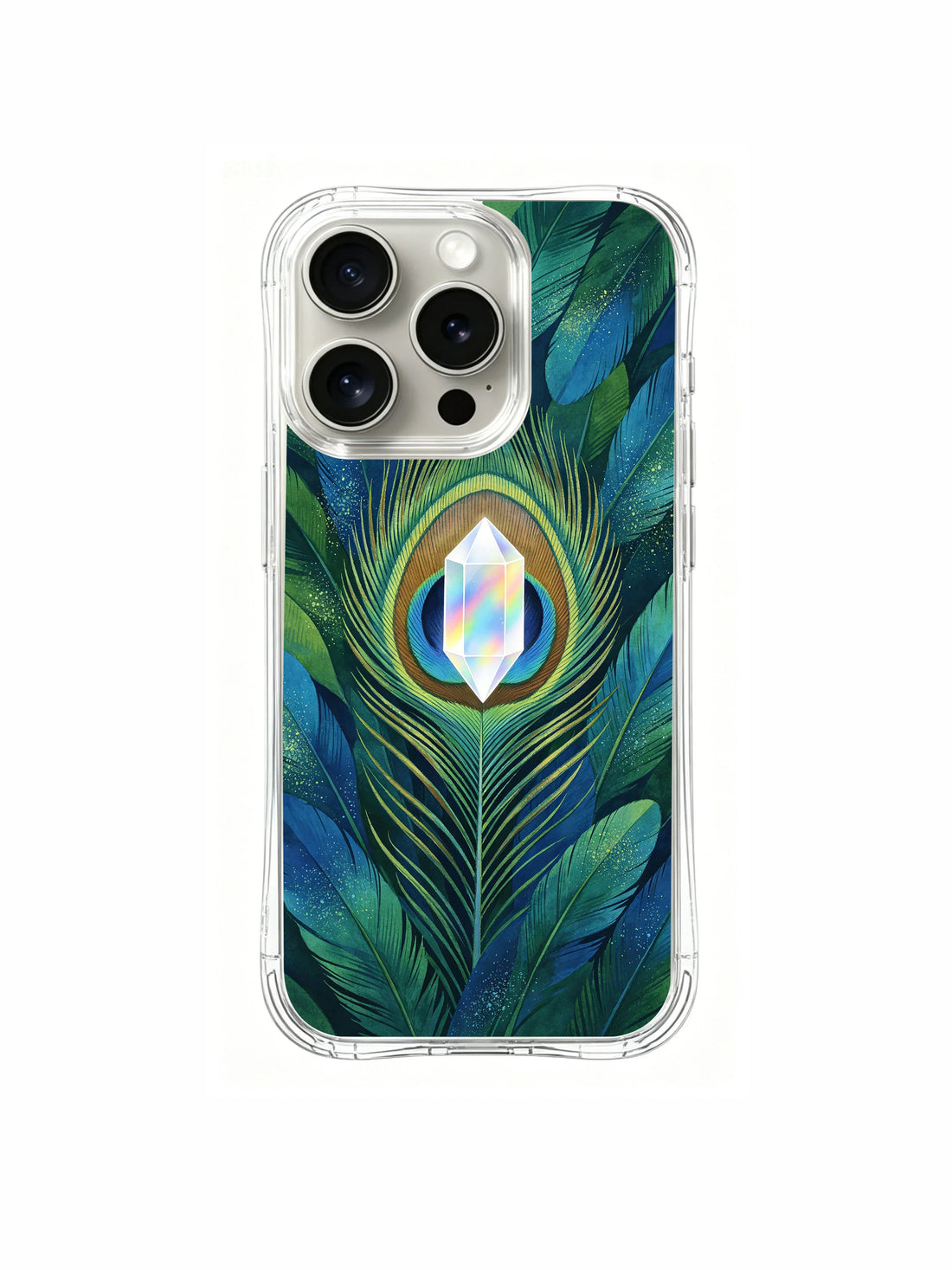 Artistic iPhone 15 Pro Case With Iridescent Feather Art by PhoneCasing