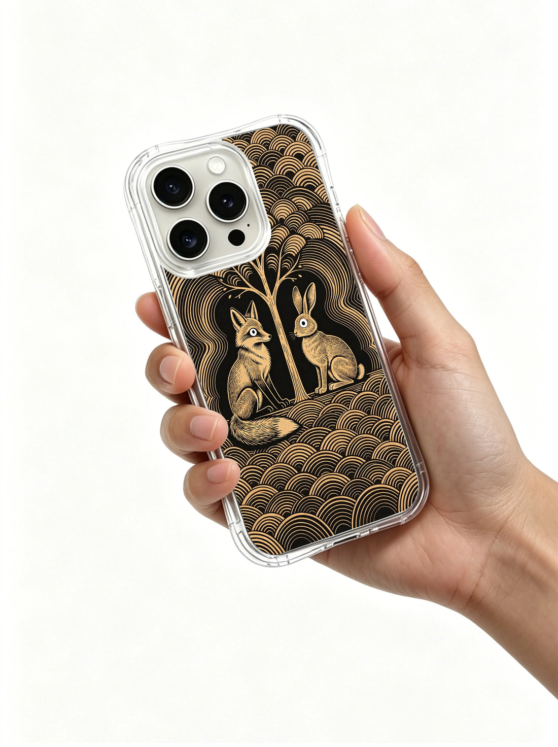 Vintage Linocut iPhone 15 Pro Case With Woodland Animals