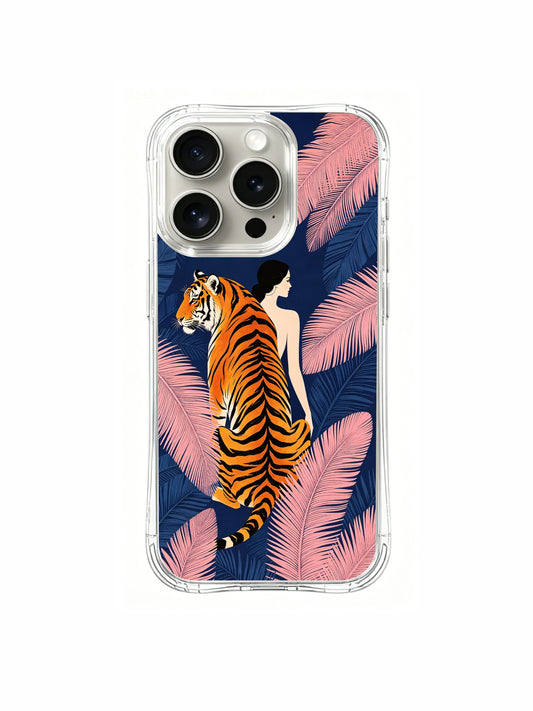 Confidence iPhone 15 Pro Case with blue jungle tiger art and quiet strength mood