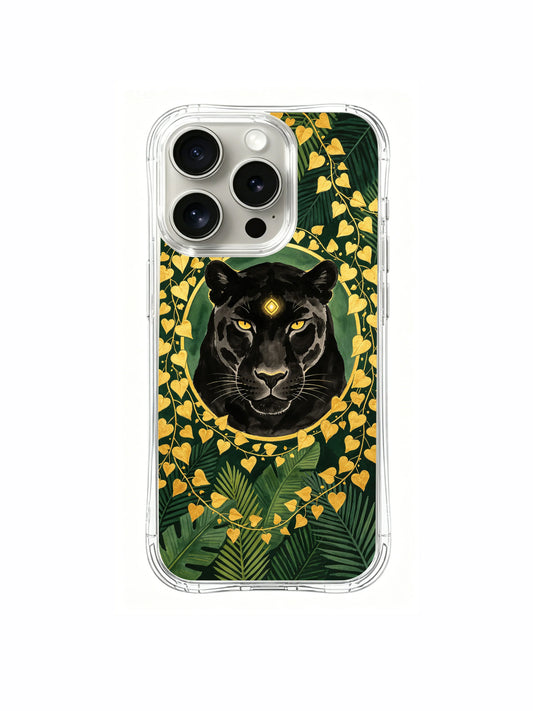 Botanical panther iPhone 15 Pro Case with sovereign jungle totem art