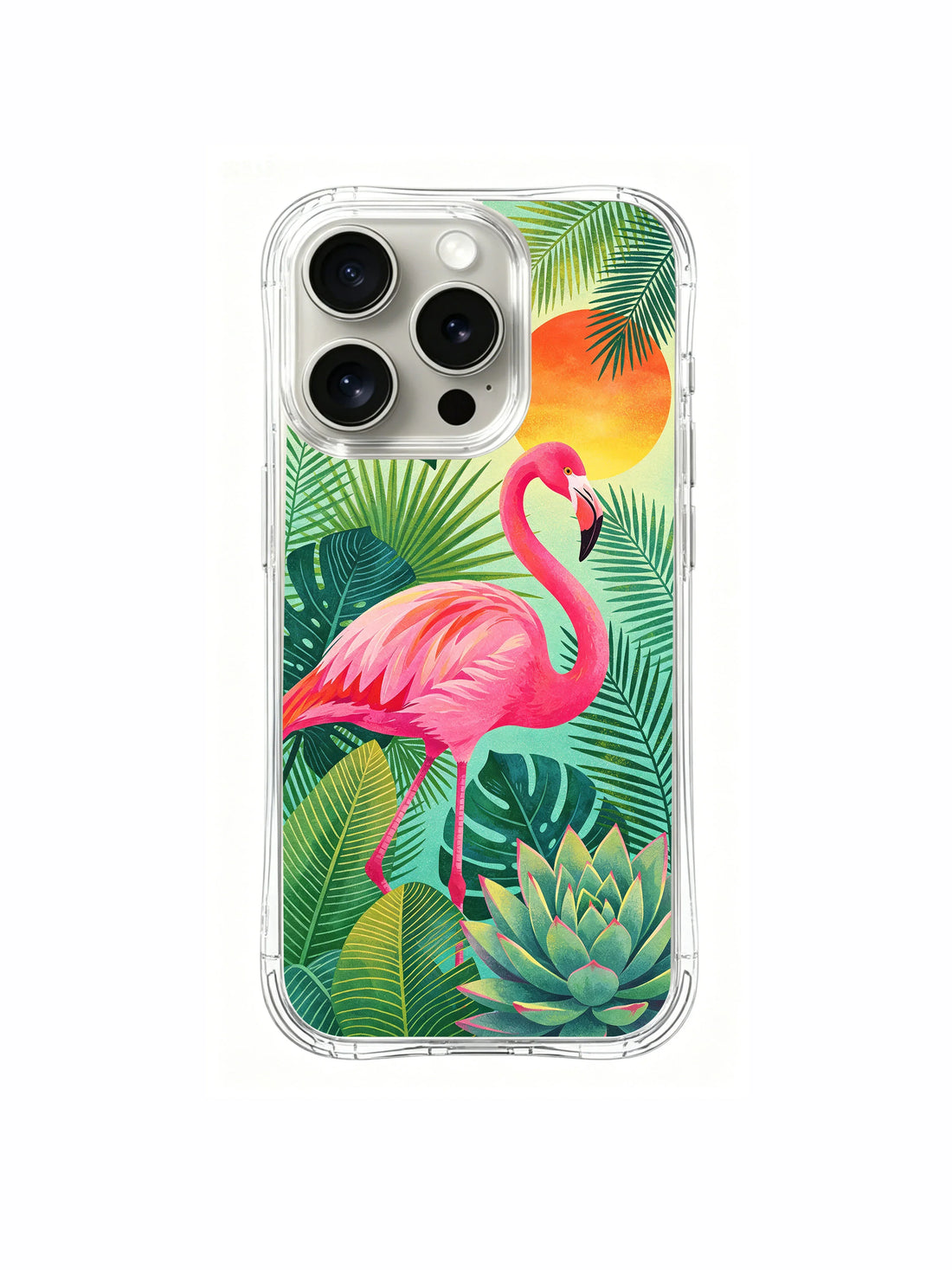 Pink flamingo summer iPhone 15 Pro Case by PhoneCasing