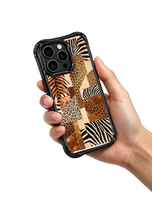 Unique iPhone 15 Pro Max Case gift with bronze tiger art and woven fabric texture
