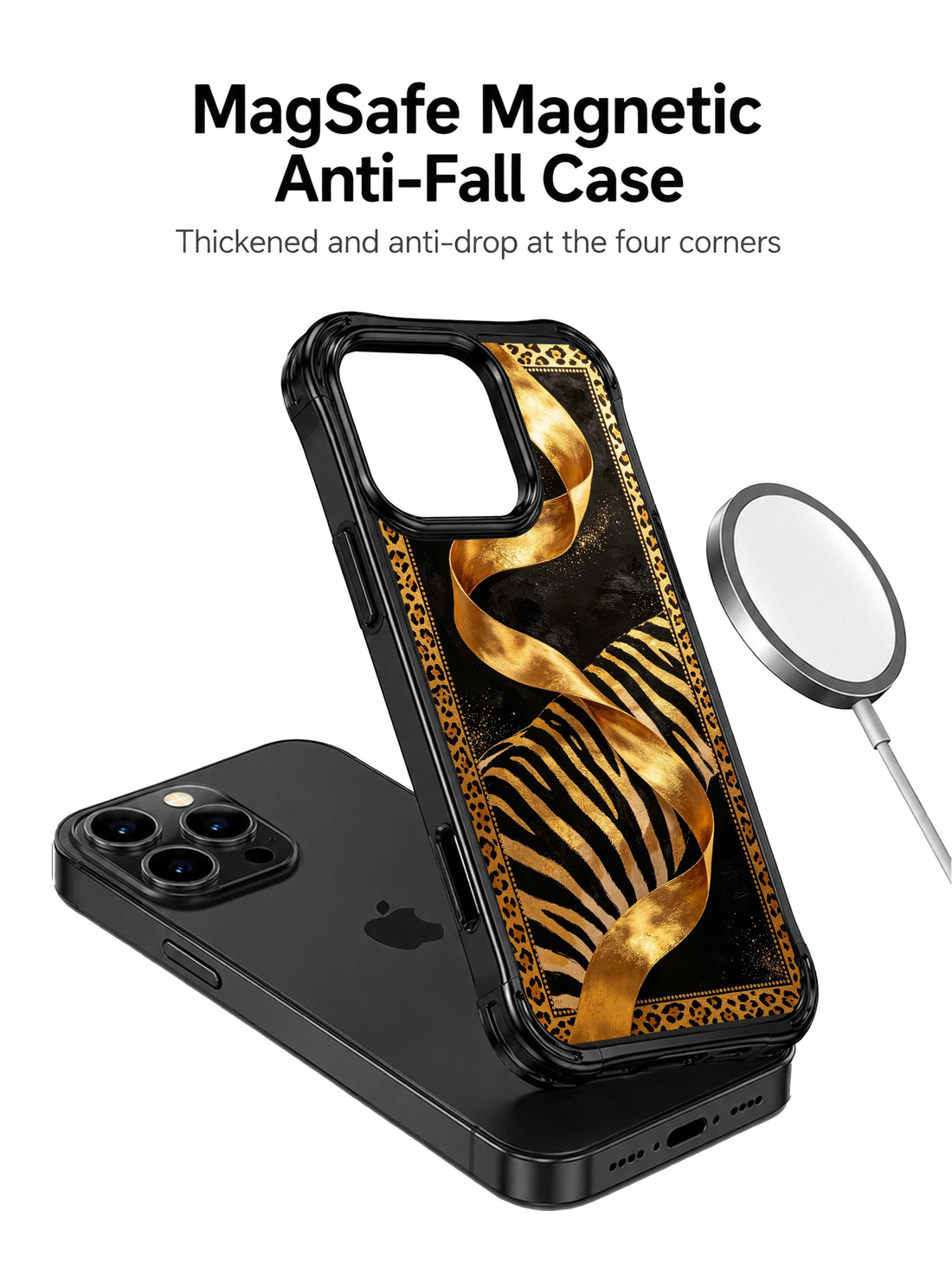 Black gold silk texture iPhone 15 Pro Max Case with liquid ribbon detail and formal luxury style