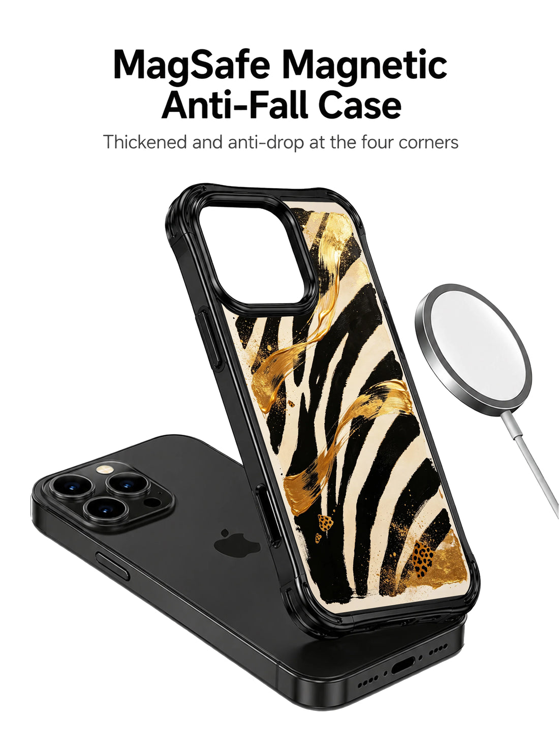 Black Gold iPhone 15 Pro Max Case With Zebra Stripes by PhoneCasing