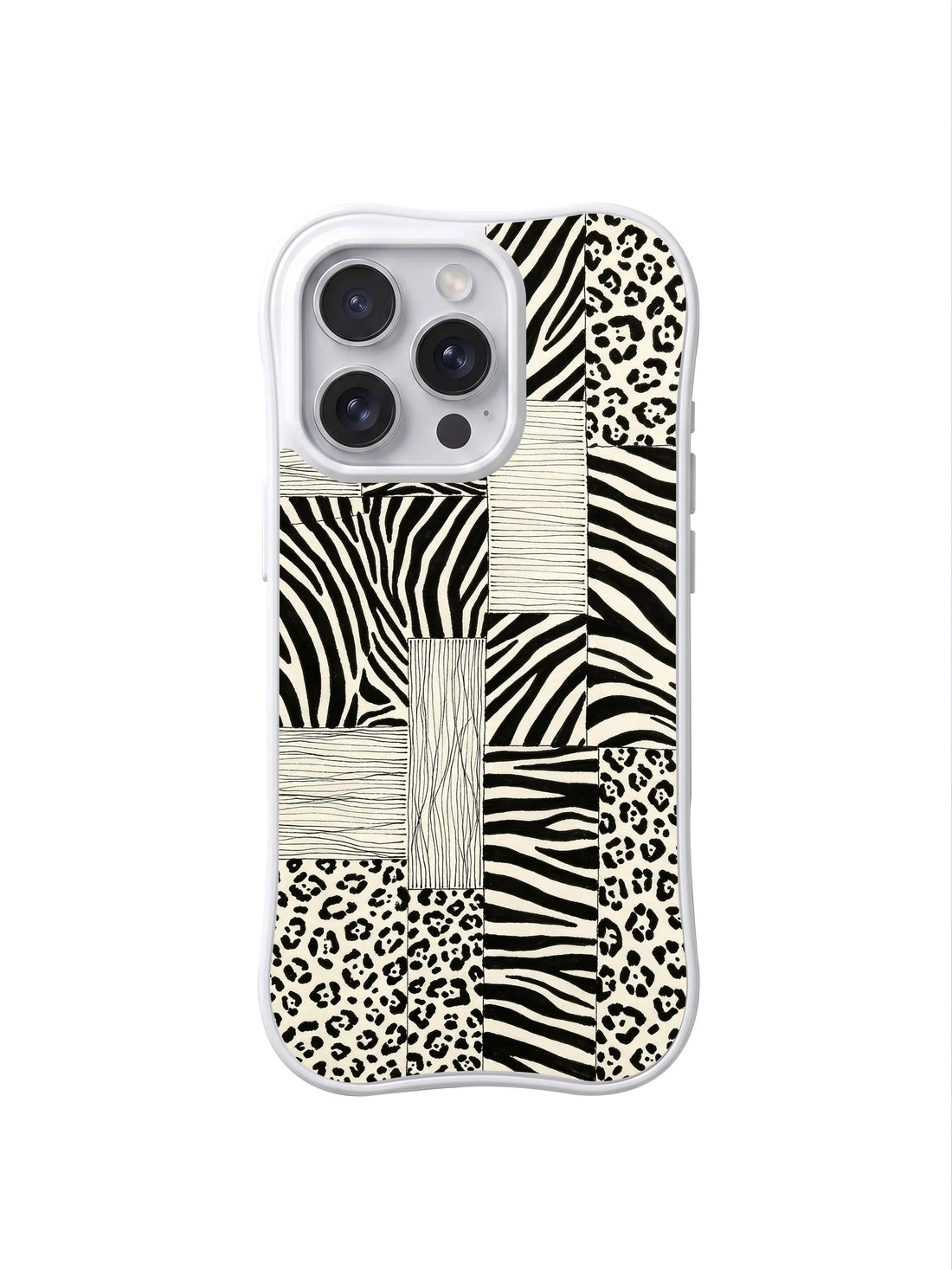 Monochrome Animal Pattern iPhone 15 Pro Max Case With Lines
