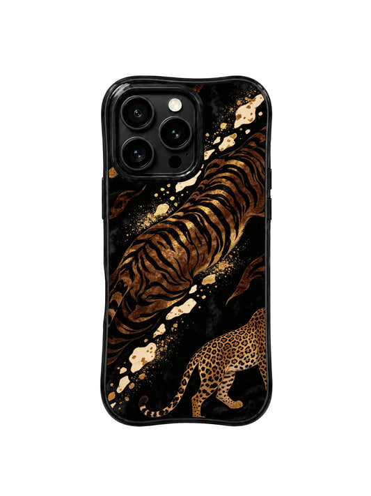 Black Panther Velvet iPhone 15 Pro Max Case with matte black quiet luxury style and hidden animal print
