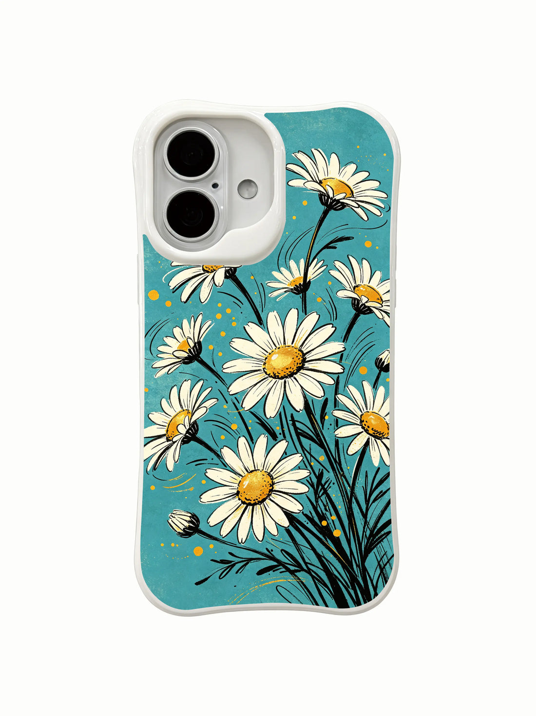 Floral iPhone 16 Plus Case - MagSafe Shockproof Dancing Daisies PhoneCasing for iPhone 16 Plus case
