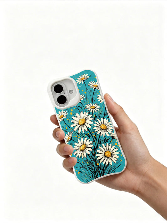 Daisy Flower iPhone 16 Plus Case With Teal Garden Art