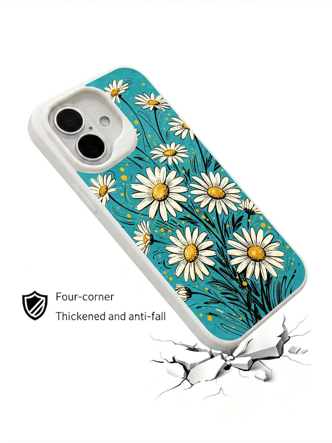 Unique iPhone 16 Plus Case Gift With Teal Daisy Artwork