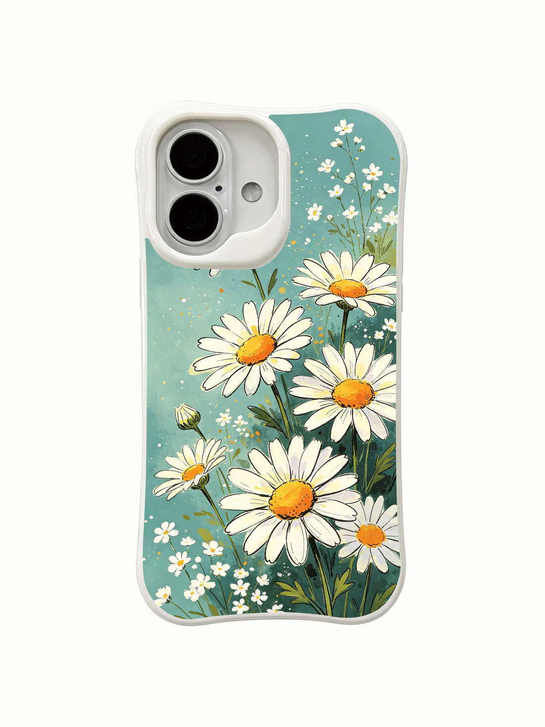 Floral iPhone 16 Plus Case - MagSafe Shockproof Teal Daisy Whisper PhoneCasing for iPhone 16 Plus case