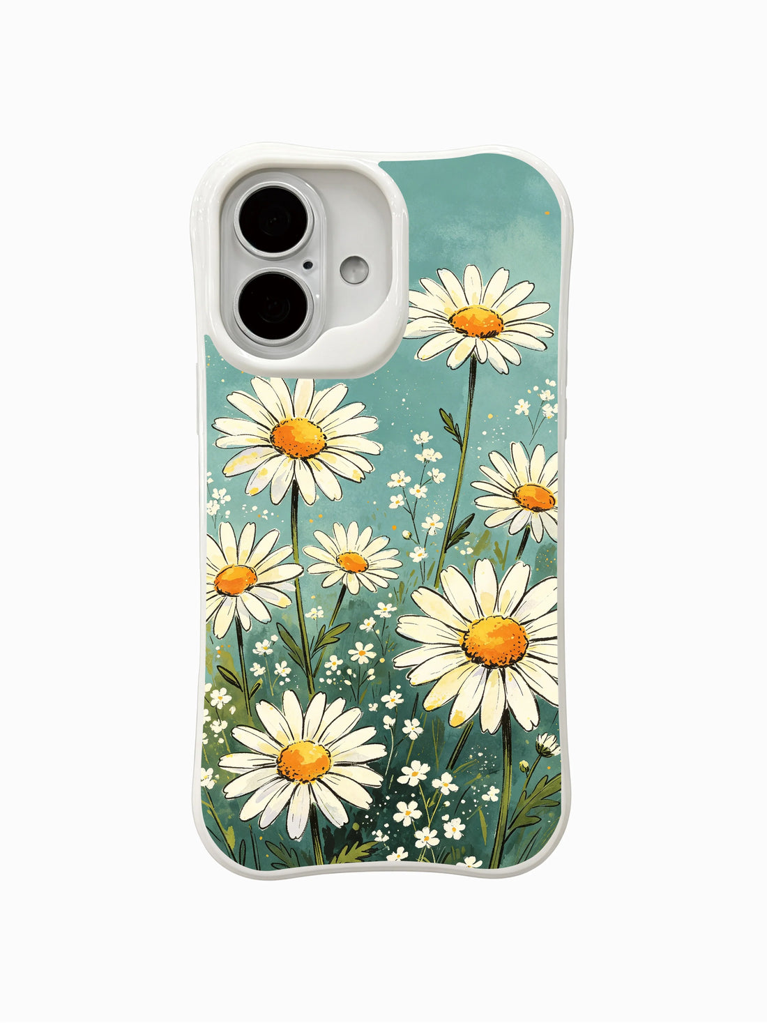 iPhone 16 Plus Cases cover image for iPhone 16 Plus Cases Picks for Joy Days and Summer Outfits: Teal Daisy Whisper