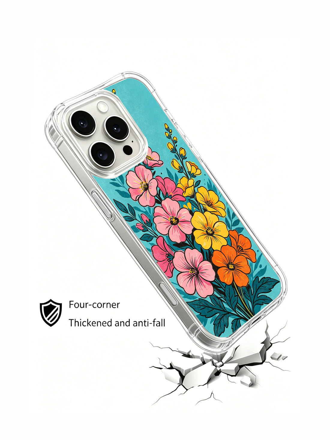 Hot summer floral rush iPhone 16 Pro Max Case with pink orange flowers