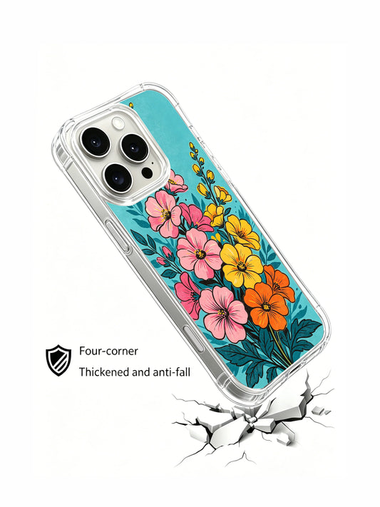 Hot summer floral rush iPhone 16 Pro Max Case with pink orange flowers