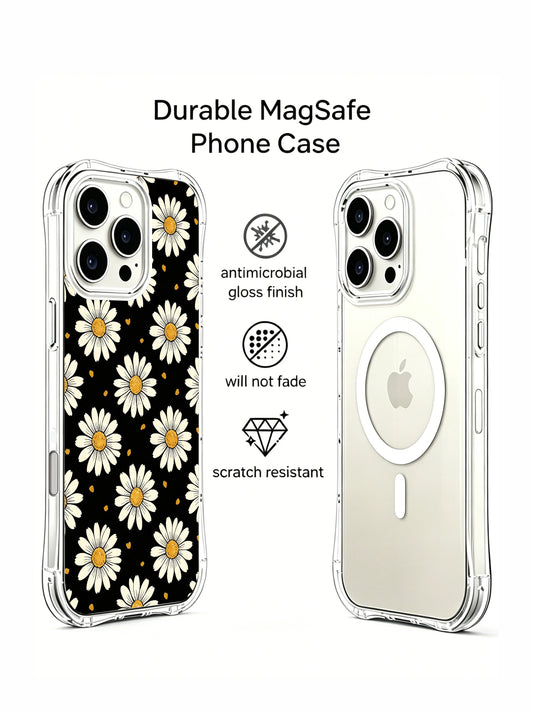 Midnight sweet daisies iPhone 16 Pro Max Case with cozy black and cream floral design