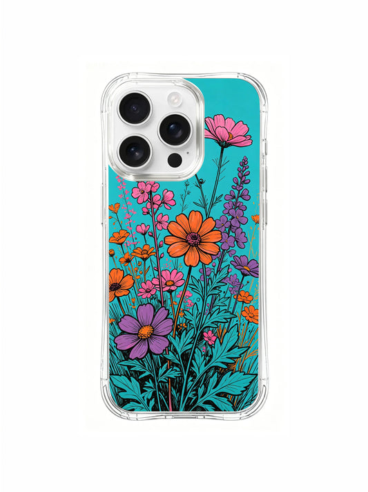 Purple meadow iPhone 16 Pro Max Case with wildflower pattern