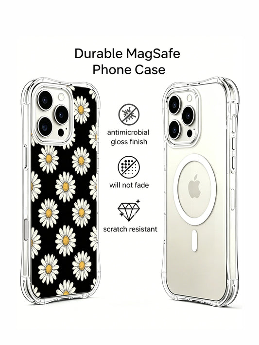 Quiet strength daisy iPhone 16 Pro Max Case with black floral design