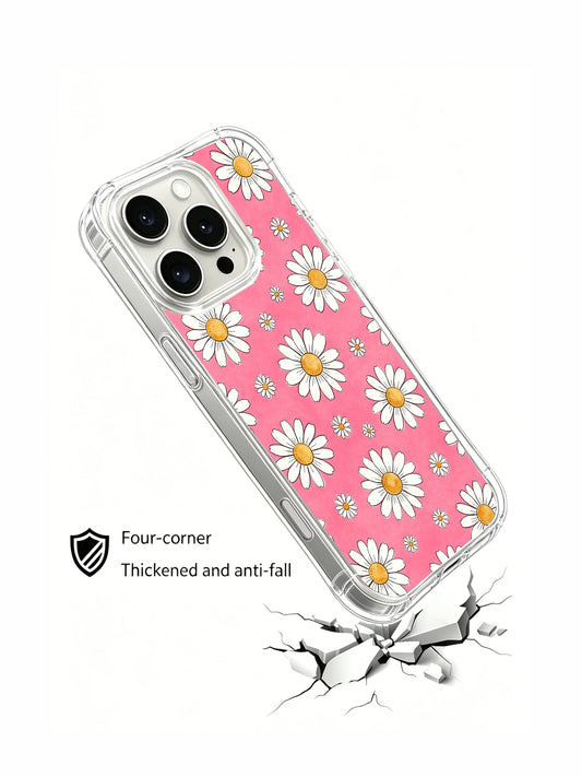 Floral iPhone 16 Pro Max Case With Cottagecore Pink Daisies by PhoneCasing