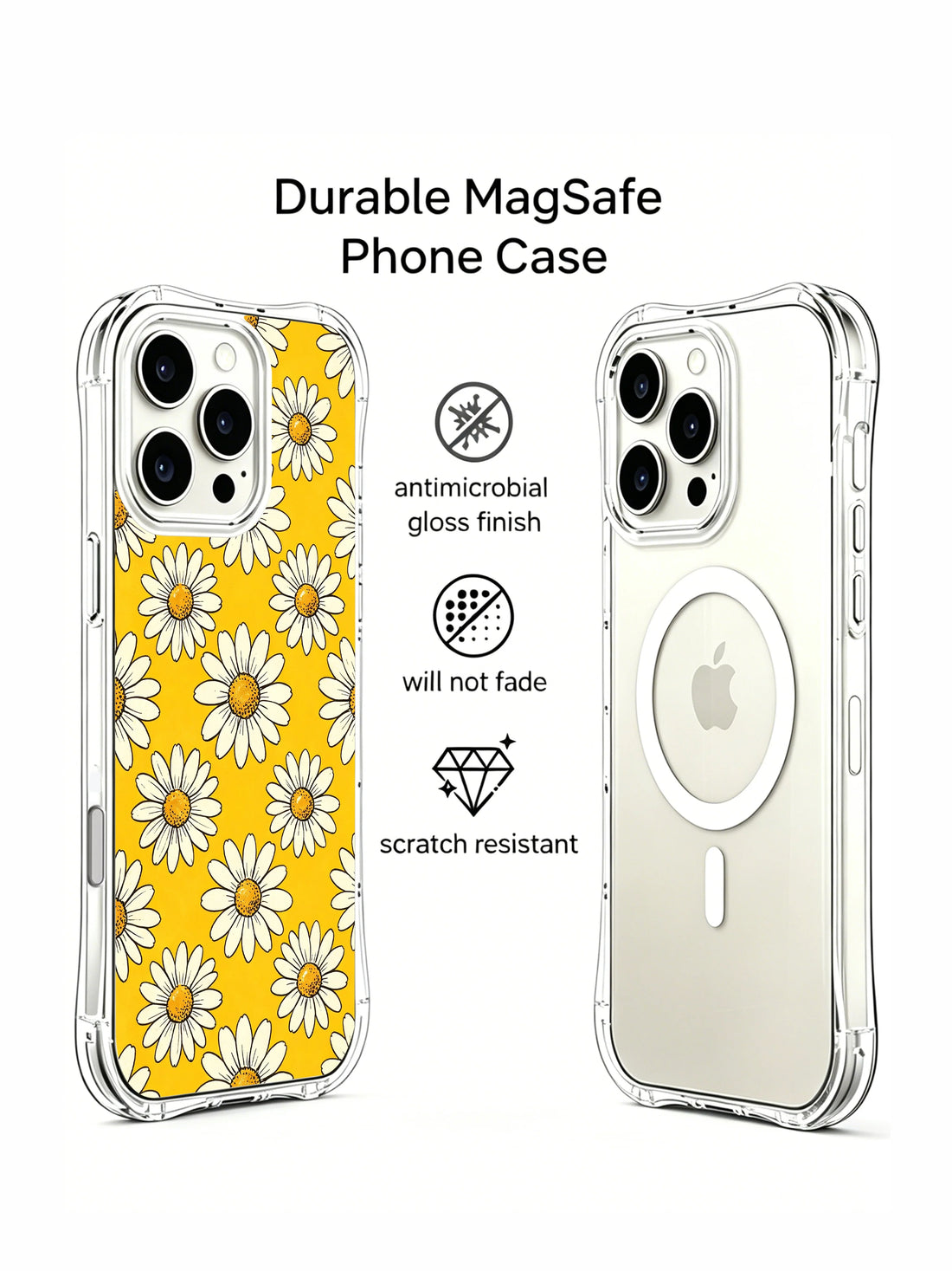 Sunflower yellow floral iPhone 16 Pro Max Case with daisy pattern