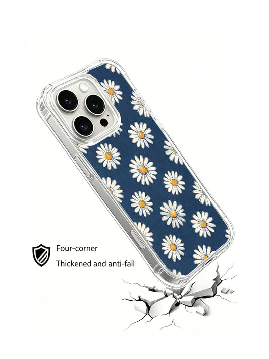 Sunlit indigo daisy iPhone 16 Pro Max Case with blue flower pattern