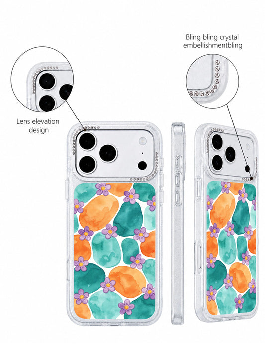 Aesthetic iPhone 17 Pro Max Case with tangerine purple florals