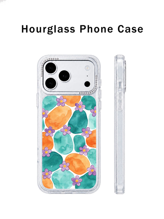 Teal watercolor iPhone 17 Pro Max Case with floral petal flow